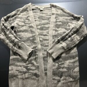 William Rast Cardigan Women's Sz Large Gray Camo Cotton Blend